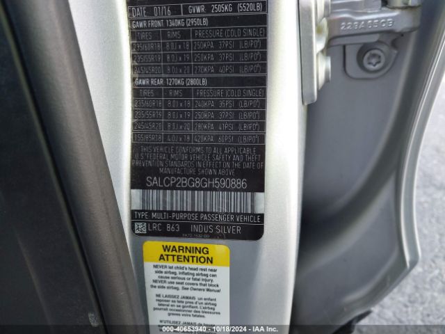 SALCP2BG8GH590886 Land Rover Discovery Sport Se