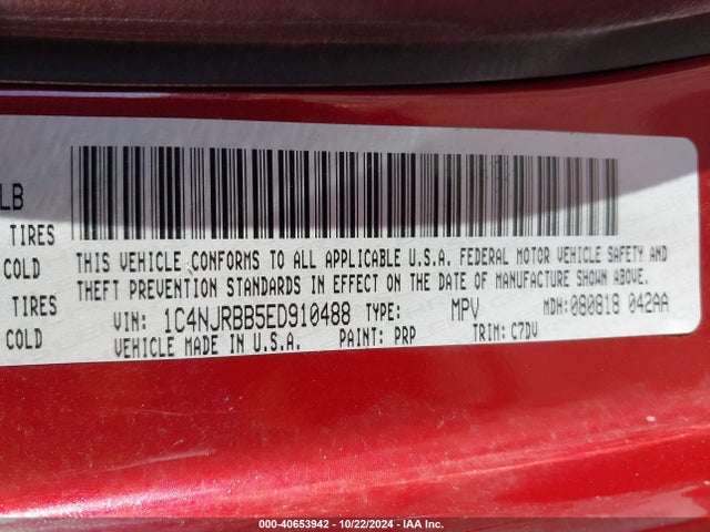 1C4NJRBB5ED910488 Jeep Patriot Sport