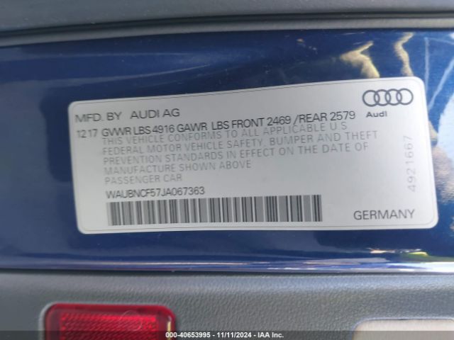 WAUBNCF57JA067363 Audi A5 2.0t Premium