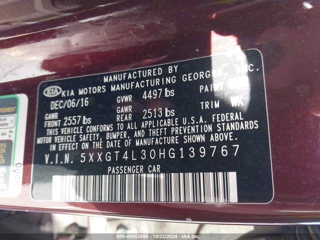 KIA Optima Lx 2017 5XXGT4L30HG139767 Image 9