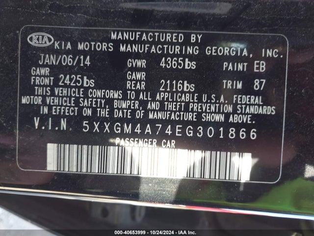 KIA Optima Lx 2014 5XXGM4A74EG301866 Image 9