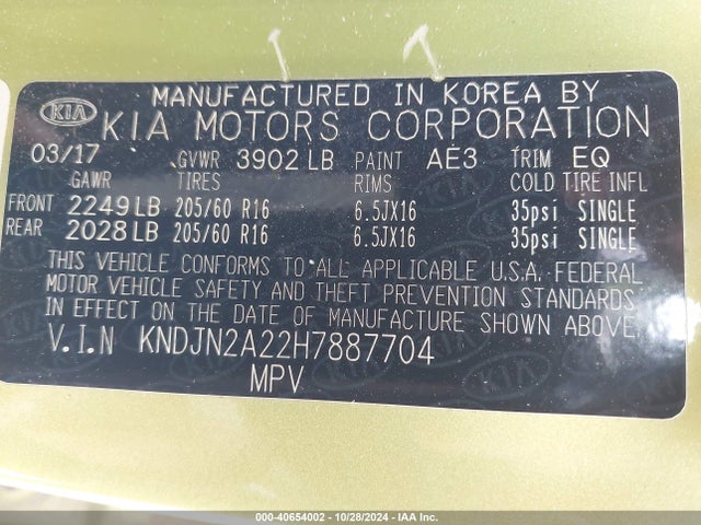KIA Soul 2017 KNDJN2A22H7887704 Image 9