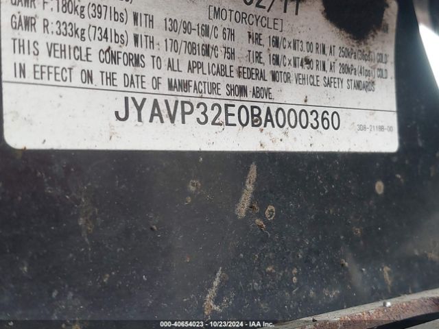 2011 YAMAHA XVS1300 JYAVP32E0BA000360 Photo 9