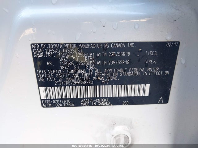 Toyota Rav4 Limited 2017 2T3YFREV2HW358380 Image 9