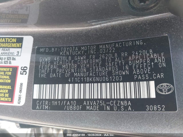 Toyota Camry Le Awd 2022 4T1C11BK6NU061203 Image 9