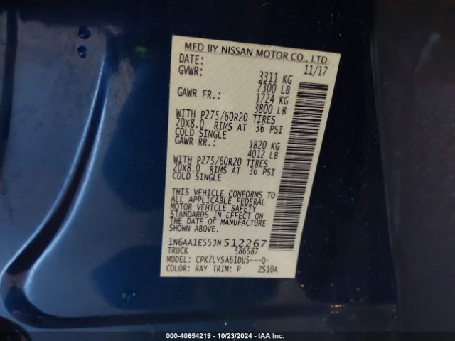 1N6AA1E55JN512267 Nissan Titan Platinum Reserve