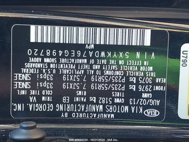 5XYKWDA76EG498720 KIA Sorento Sx V6