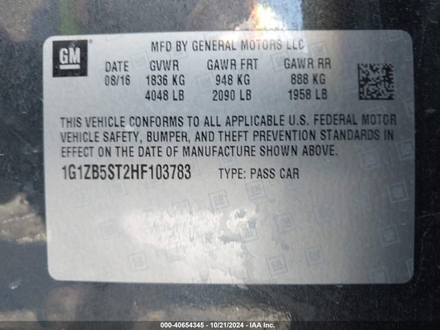 Chevrolet MALIBU LS 2017 1G1ZB5ST2HF103783 Image 9