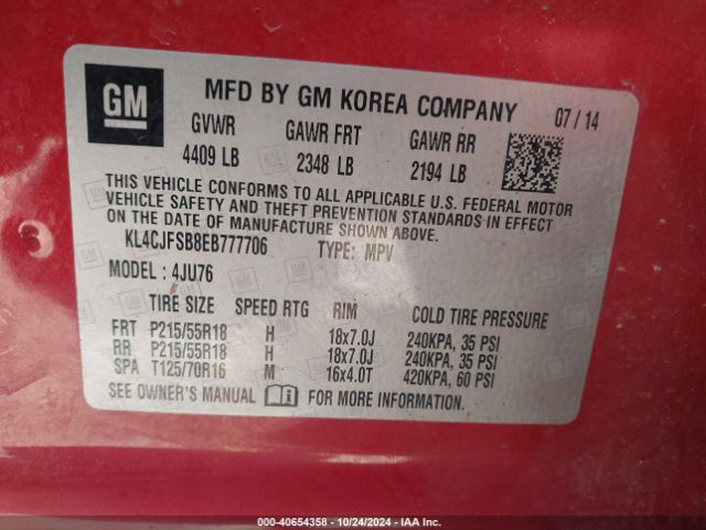 KL4CJFSB8EB777706 Buick Encore Convenience