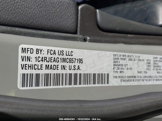 1C4RJEAG1MC657195 Jeep Grand Cherokee Laredo X 4x2