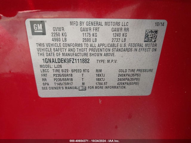 Chevrolet Equinox Ltz 2015 1GNALDEK9FZ111882 Image 9