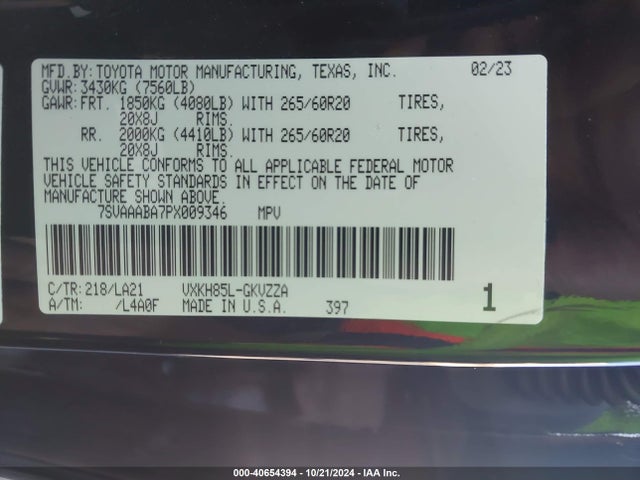 Toyota Sequoia Platinum 2023 7SVAAABA7PX009346 Image 9