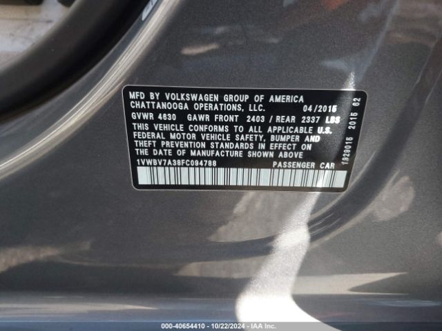 1VWBV7A38FC094788 Volkswagen Passat 2.0l Tdi Se