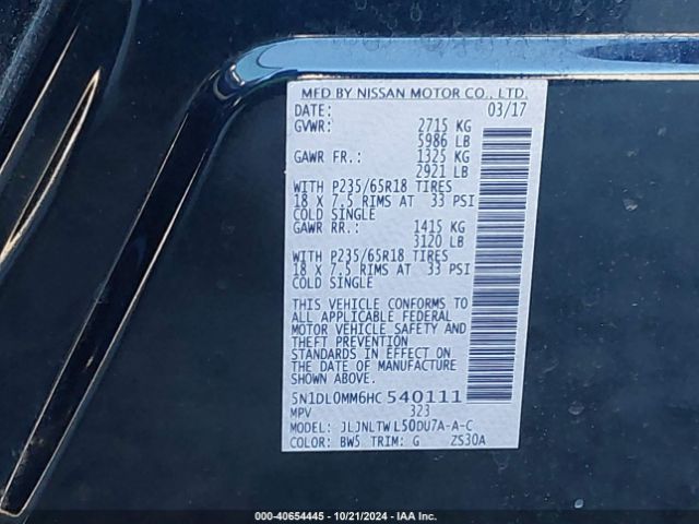 5N1DL0MM6HC540111 Infiniti QX60