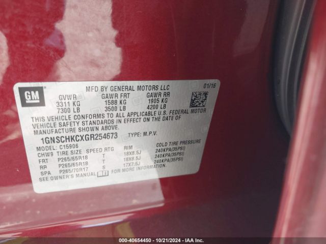 1GNSCHKCXGR254673 Chevrolet Suburban Lt