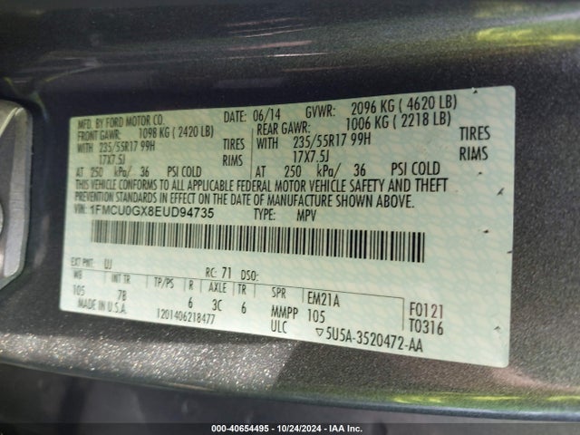 Ford ESCAPE SE 2014 1FMCU0GX8EUD94735 Image 9
