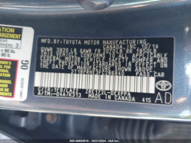 2T1BPRHE3FC286840 Toyota Corolla Le Eco Premium