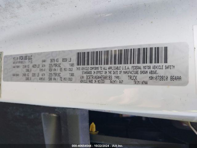 3C6TRVAG4HE500183 RAM Promaster 1500 Low Roof 136 Wb