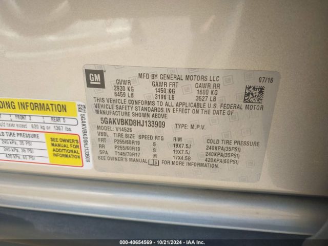 5GAKVBKD8HJ133909 Buick Enclave Leather