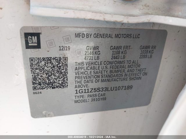 1G11Z5S33LU107189 Chevrolet Impala Fwd Lt