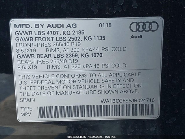 WA1BCCFS5JR024716 Audi Q3 2.0t Premium/2.0t Sport Premium
