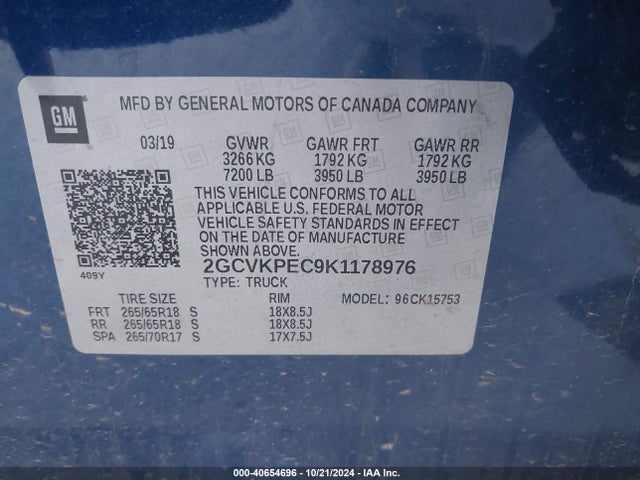 Chevrolet Silverado 1500 Ld Lt 2019 2GCVKPEC9K1178976 Image 9