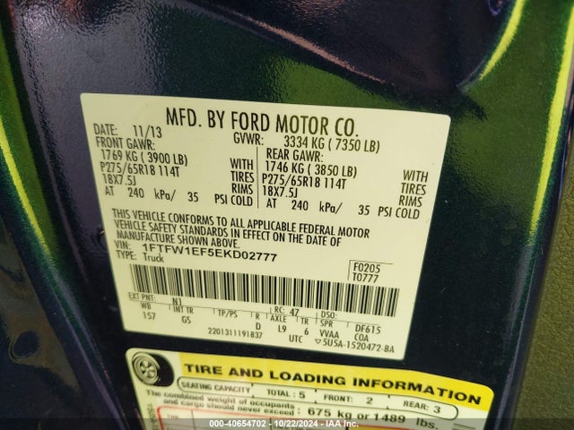 Ford F-150 Xlt 2014 1FTFW1EF5EKD02777 Image 9