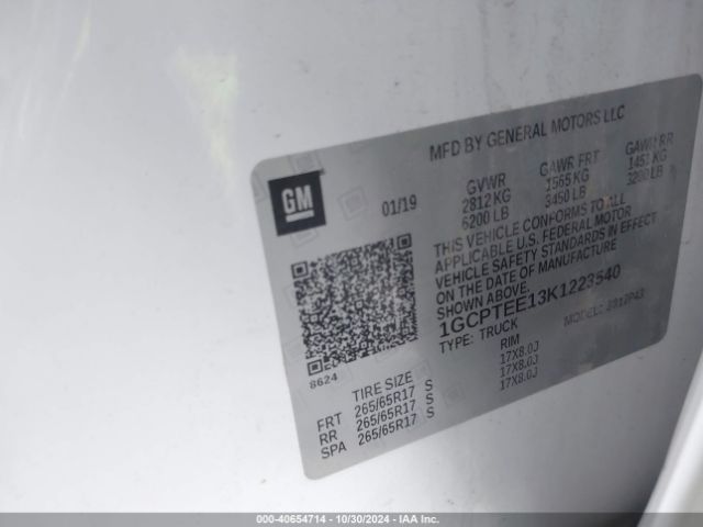 1GCPTEE13K1223540 Chevrolet Colorado Zr2