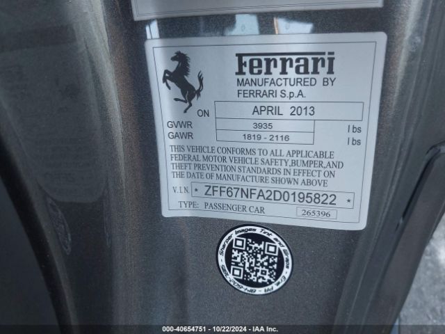 2013 FERRARI 458 ITALIA ZFF67NFA2D0195822 Photo 8