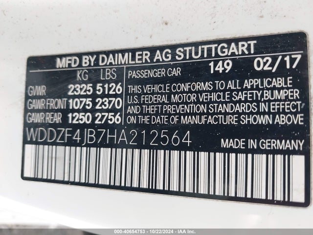 WDDZF4JB7HA212564 Mercedes-Benz E 300