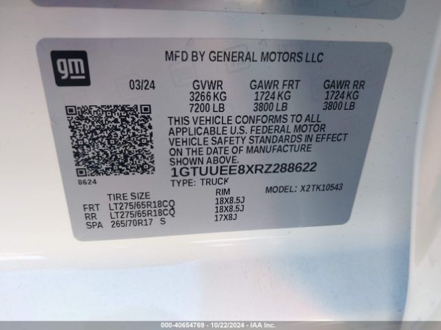 1GTUUEE8XRZ288622 GMC Sierra 1500 4wd  Short Box At4