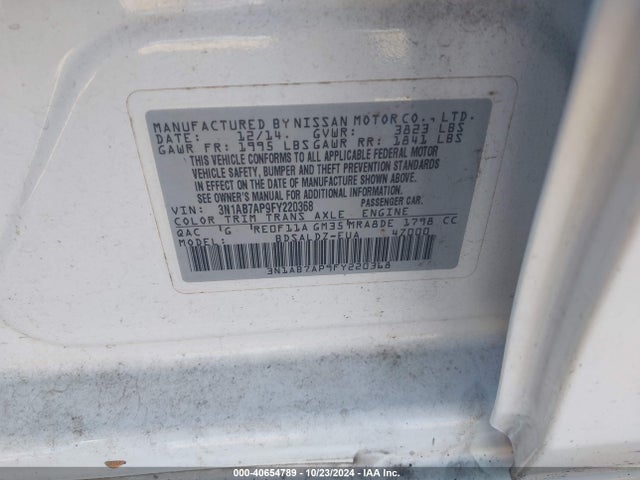 Nissan SENTRA SV 2015 3N1AB7AP9FY220368 Image 9