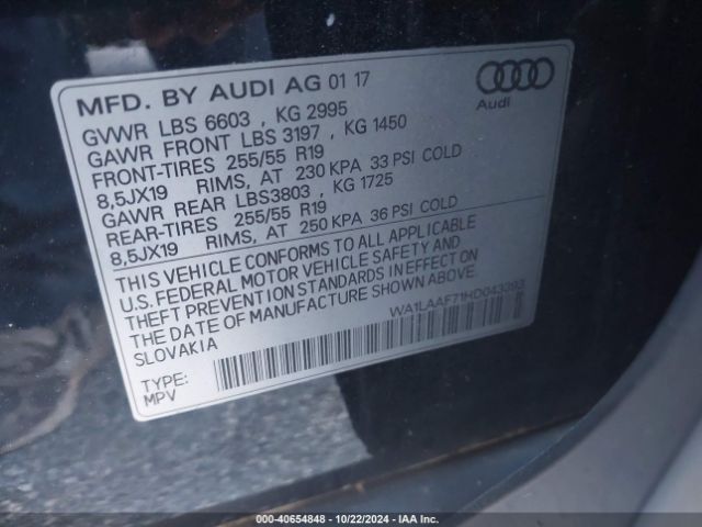 WA1LAAF71HD043393 Audi Q7 3.0t Premium