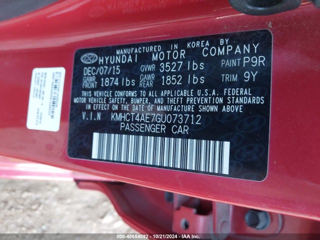 Hyundai ACCENT SE 2016 KMHCT4AE7GU073712 Image 9