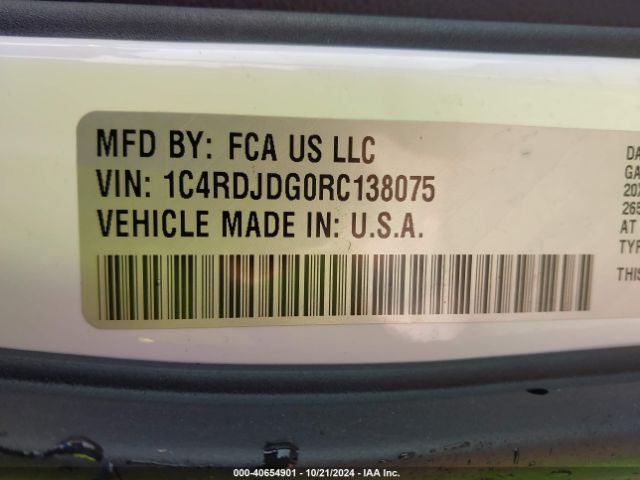 1C4RDJDG0RC138075 Dodge Durango Gt Plus Awd