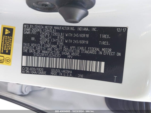 Toyota Highlander Le 2018 5TDZZRFH1JS246357 Image 9