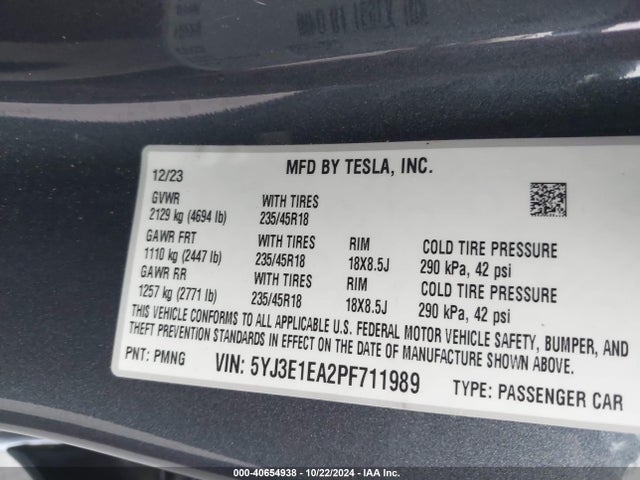 2023 TESLA MODEL 3 5YJ3E1EA2PF711989 Photo 8