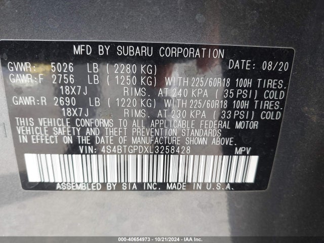 4S4BTGPDXL3258428 Subaru Outback Touring Xt