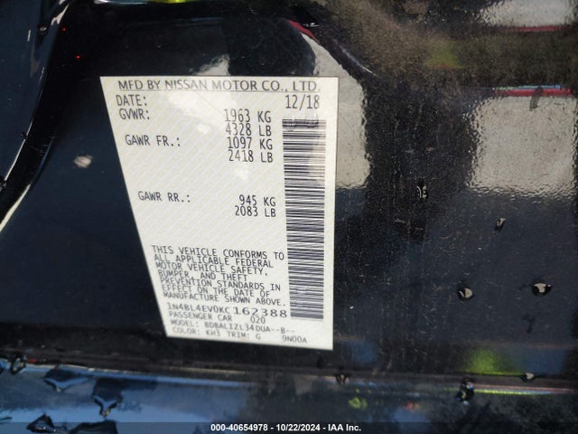 Nissan Altima 2.5 Sl 2019 1N4BL4EV0KC162388 Image 9