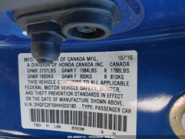 2HGFC2F59HH503180 Honda Civic Lx