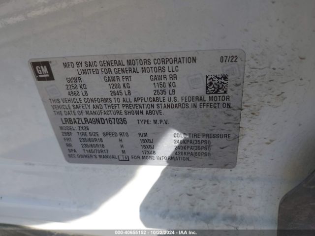 LRBAZLR49ND167036 Buick Envision Fwd Preferred