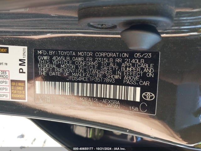 JTDS4MCE1P3517893 Toyota COROLLA SE
