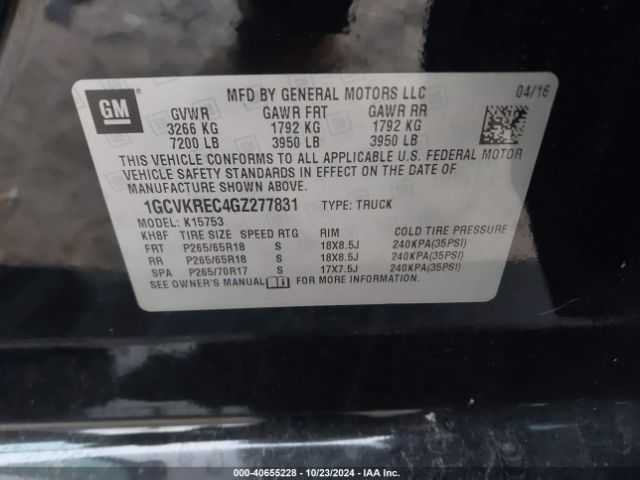 1GCVKREC4GZ277831 Chevrolet Silverado 1500 2lt