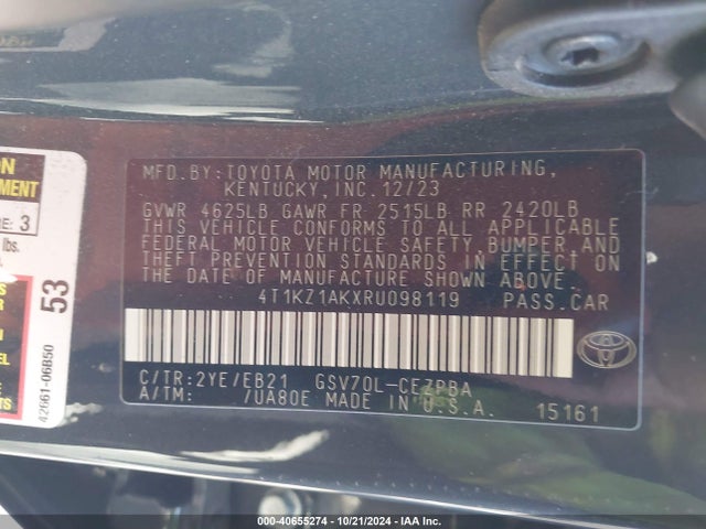 4T1KZ1AKXRU098119 Toyota Camry Trd V6