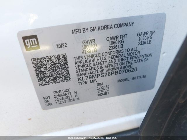KL79MPS26PB070620 Chevrolet Trailblazer Fwd Lt