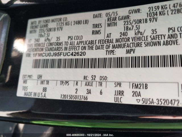 1FMCU0J95FUC42620 Ford Escape Titanium