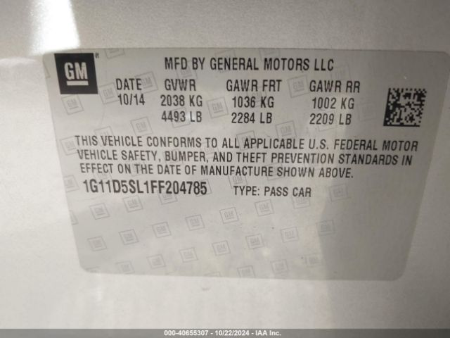 1G11D5SL1FF204785 Chevrolet MALIBU 2LT