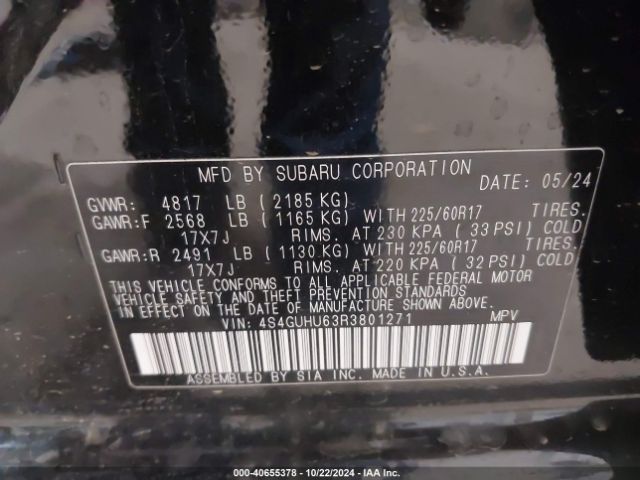 4S4GUHU63R3801271 Subaru Crosstrek Wilderness