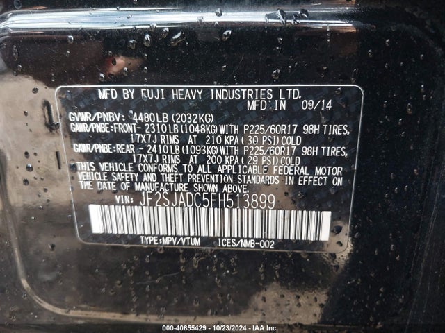 Subaru Forester 2.5i Premium 2015 JF2SJADC5FH513899 Image 9