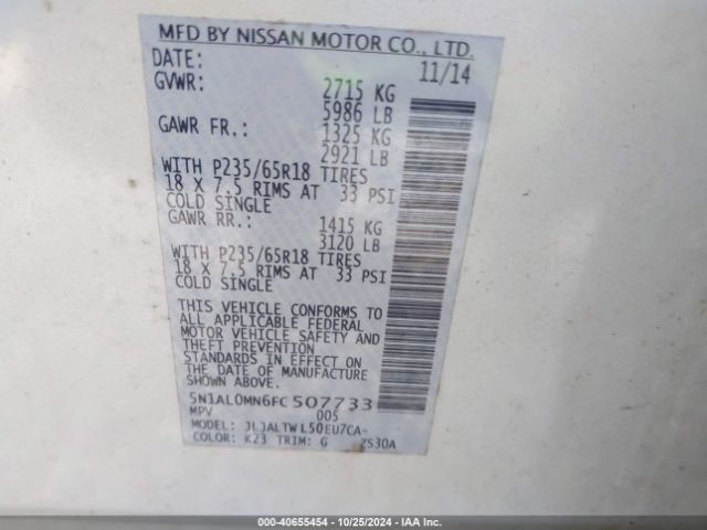 5N1AL0MN6FC507733 Infiniti QX60